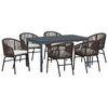 vidaXL Gar&eth;ur bor&eth;sett 7 pcs Br&uacute;nn p&oacute;l&yacute;rattan