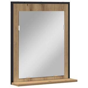 vidaXL Spegill handverkseik 50 x 12 x 60 cm Glas og vélrænt viður