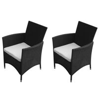 vidaXL Garden Chairs 2 pcs Poly Rattan Black