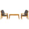 vidaXL 3 Hluta Garðsófasett með Sessum Gegnheill Akasíuviður
