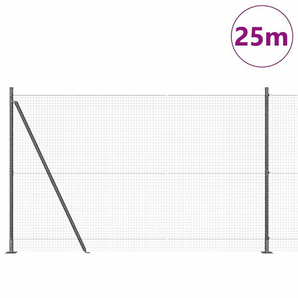 vidaXL Gir&eth;ingarp&oacute;stur Gr&aacute;r 25 x 1,4 m (25 x 25 mm net) St&aacute;l og PVC