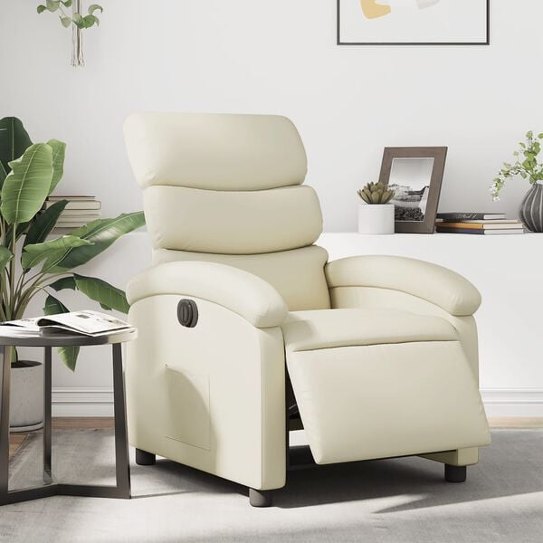 vidaXL Electric Recliner Chair Cream gervi leður