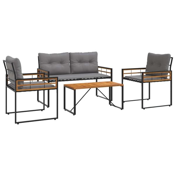 vidaXL Utandyra h&uacute;sgagna sett me&eth; p&uacute;&eth;i 4 pcs Lj&oacute;sgr&aacute;r