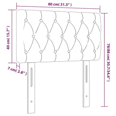 vidaXL LED Höfðagafl Ljósgrár 80x7x78/88 cm Efni