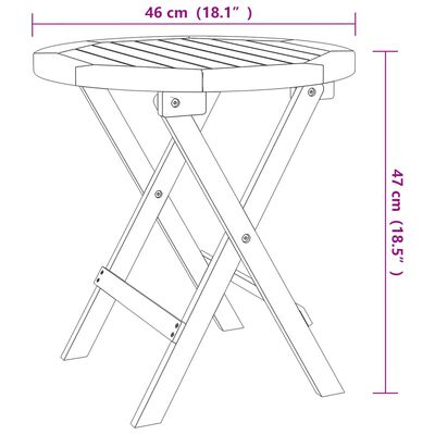 vidaXL Samanleggjanlegt Garðborð Hvítt Ø 46 cm Gegnheill Akasíuviður