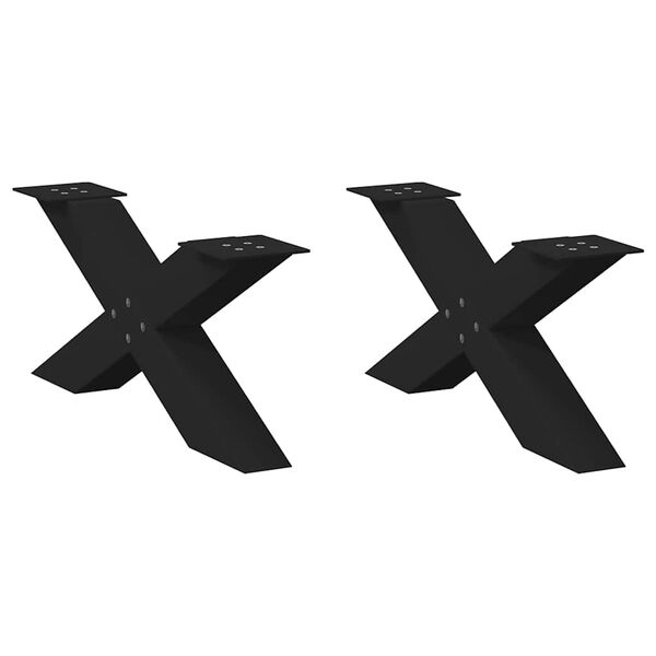 vidaXL s&oacute;fabor&eth;sf&aelig;tur X-laga 2 stk svart 70x(30-31) cm st&aacute;l