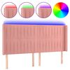 vidaXL LED h&ouml;fu&eth;gafl Bleikt 163x16x118/128 cm Flauel