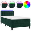 vidaXL H&oacute;lfa&eth; Springr&uacute;m me&eth; D&yacute;nu&LED D&ouml;kkgr&aelig;nt 90x190 cm Flauel