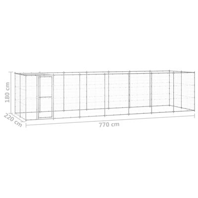 vidaXL Útihundabyrgi með Þaki Sinkhúðað Stál 16,94 m²