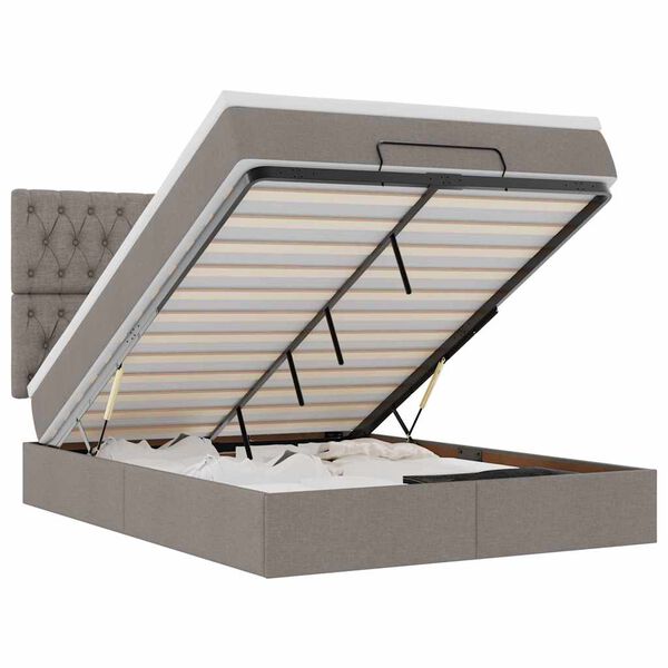 vidaXL Ottoman r&uacute;m me&eth; d&yacute;nu Taupe 90x200 cm Efni