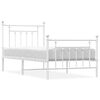 vidaXL R&uacute;mgrind &uacute;r M&aacute;lmi me&eth; H&ouml;fu&eth;gafli & F&oacute;tagafli Hv&iacute;t 90x200 cm