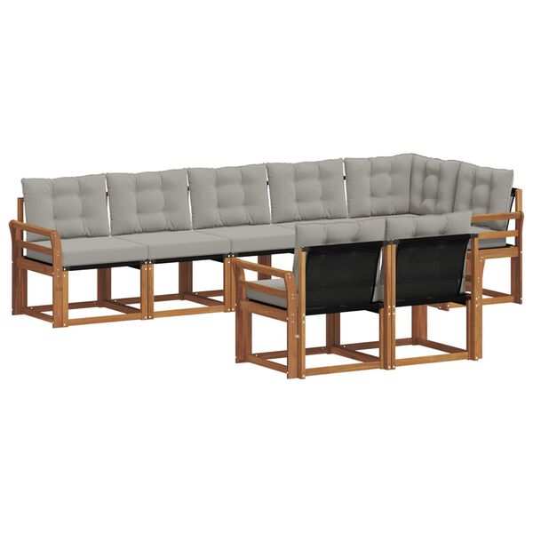 vidaXL &Uacute;ti s&oacute;fasett me&eth; p&uacute;&eth;i 8 pcs N&aacute;tt&uacute;rulegt og Lj&oacute;st Gr&aacute;tt