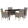 vidaXL Gar&eth;ur bor&eth;sett me&eth; p&uacute;&eth;i 5 pcs Gr&aacute;r p&oacute;l&yacute;rattan