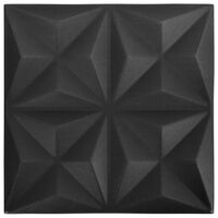 vidaXL 3D Veggþil 12 stk. 50x50 cm Origami Svartur 3 m²
