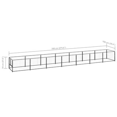 vidaXL Hundabyrgi Svart 7 m² Stál