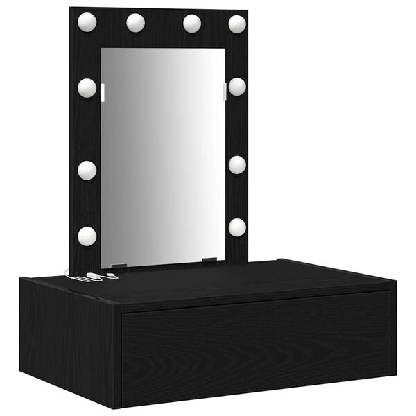 vidaXL Fötuborð með skúffu Svartur 60 x 40 x 70 cm Samsettur viður