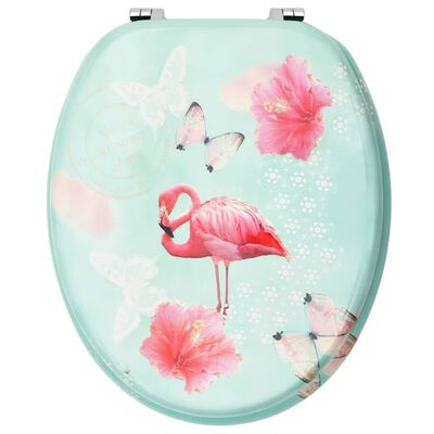 vidaXL WC Klósettseta MDF Flamingó mynstur