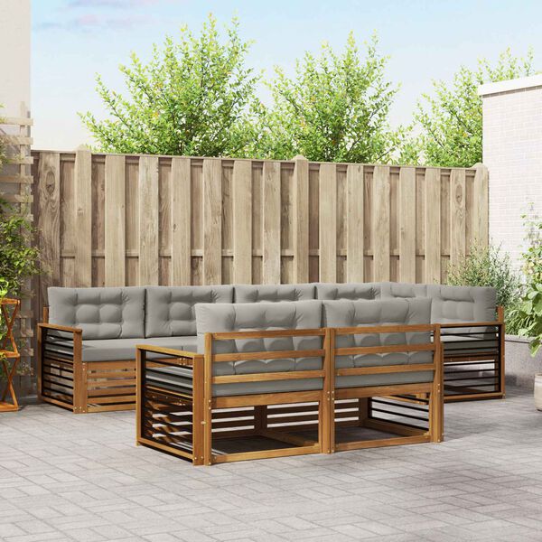 vidaXL &Uacute;ti s&oacute;fasett me&eth; p&uacute;&eth;i 7 pcs N&aacute;tt&uacute;rulegt og Lj&oacute;st Gr&aacute;tt