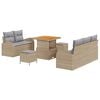 vidaXL Gar&eth;s&oacute;fa sett me&eth; p&uacute;&eth;i me&eth; geymslu 8 pcs Beige og lj&oacute;sgr&aacute;r