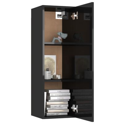 803358 vidaXL TV Cabinet High Gloss Black 30,5x30x90 cm Chipboard