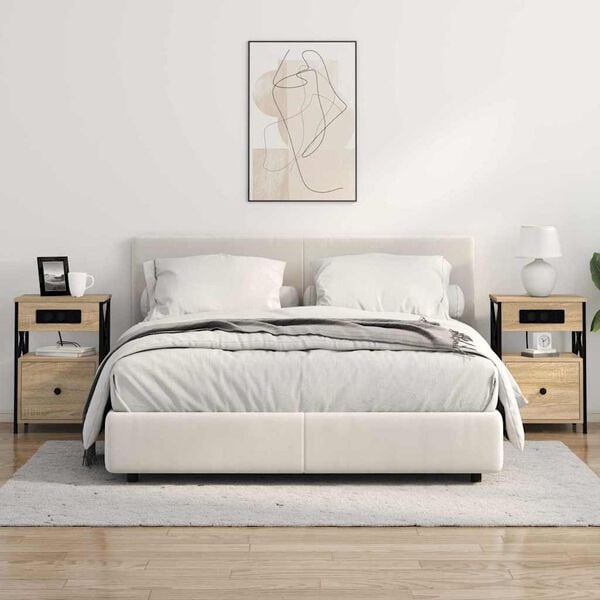 vidaXL Noat&ouml;flu sk&aacute;pur me&eth; sk&uacute;ffu 2 pcs Sonoma Eik 40 x 31 x 60 cm