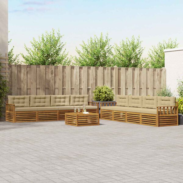 vidaXL &Uacute;ti s&oacute;fasett me&eth; p&uacute;&eth;i 9 pcs N&aacute;tt&uacute;rulegt og B&eacute;ig