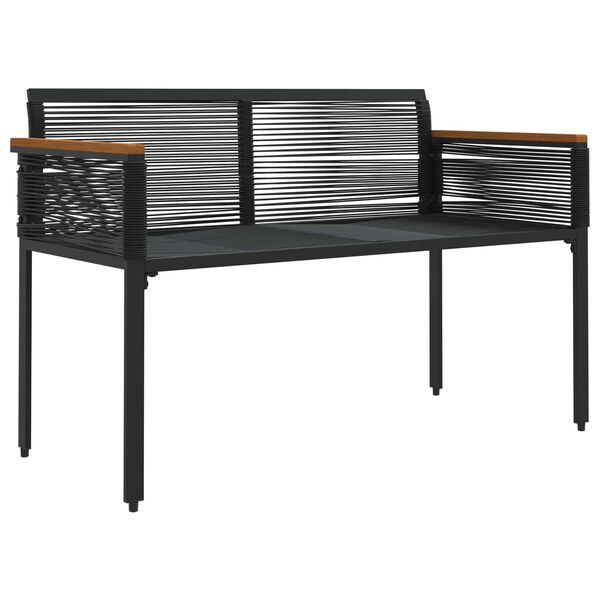 vidaXL &Uacute;tibekkur Svart og kremhv&iacute;t 117 x 54 x 74.5 cm p&oacute;l&yacute;rattan