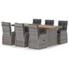 vidaXL 7 Parta Gar&eth;bor&eth;stofusett me&eth; P&uacute;&eth;um P&oacute;l&yacute;rattan Gr&aacute;tt