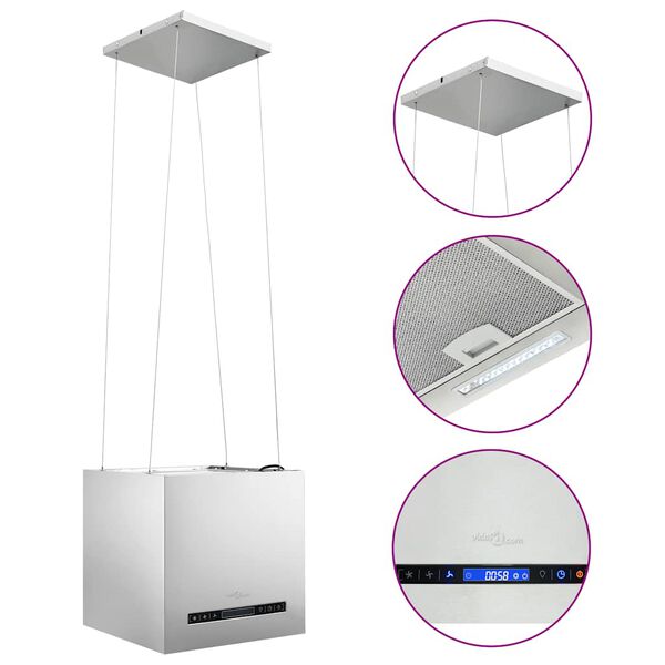 vidaXL Fríhangandi Eyjuháfur Snertiskynjari LCD 37 cm Ryðfrítt Stál