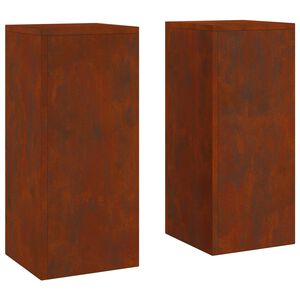 vidaXL Bl&oacute;mastandur 2 pcs Rusty 24 x 24 x 55 cm Ve&eth;ra&eth; st&aacute;l