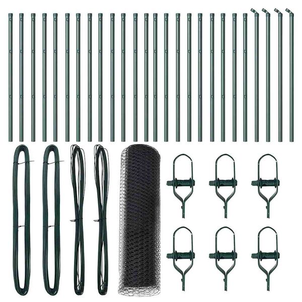 vidaXL Gir&eth;ingarp&oacute;stur Gr&aacute;r 50 x 0,8 m (25 mm net) St&aacute;l og PVC