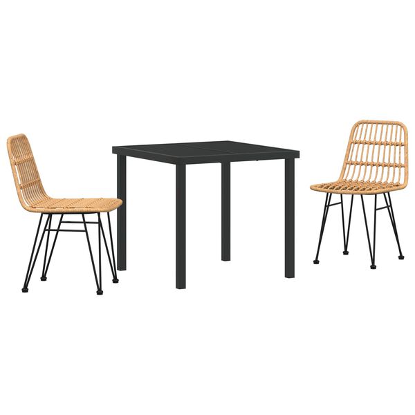 vidaXL Garður borðsett 5 pcs Brúnn Poly rattan