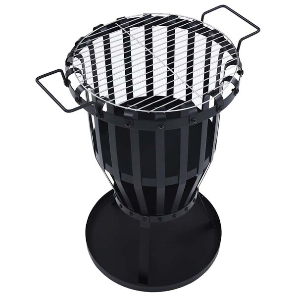 vidaXL Garðeldakörfa með BBQ Grill Stál 47,5 cm
