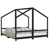 vidaXL Barnar&uacute;mgrind Svartur 2x(90x190) cm Gegnheil Fura