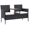 vidaXL 2-s&aelig;ta Gar&eth;bekkur me&eth; Tebor&eth;i 143 cm P&oacute;l&yacute;rattan Svartur
