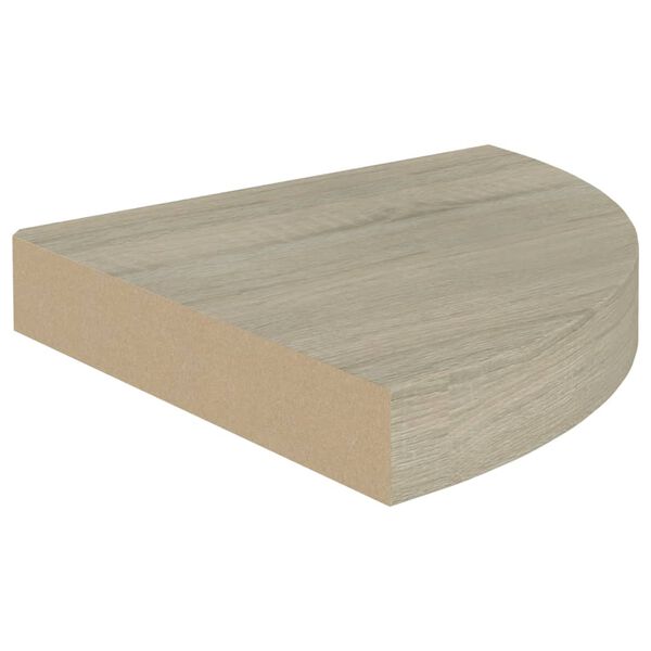 vidaXL Vegghengdar Hornhillur 2 stk. Eikar&aacute;fer&eth; 25x25x3,8 cm MDF
