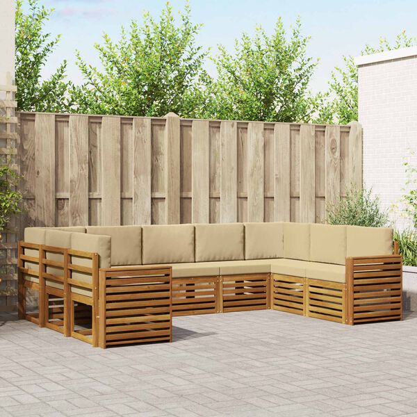 vidaXL S&oacute;fasett me&eth; p&uacute;&eth;i 9 pcs N&aacute;tt&uacute;rulegt og B&eacute;ig Hrein akas&iacute;utr&eacute;