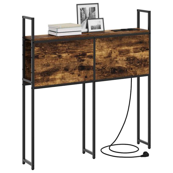 vidaXL Geymsluhefu me&eth; hle&eth;slust&ouml;&eth; me&eth; hillu Reykt eik 78 x 15 x 98 cm