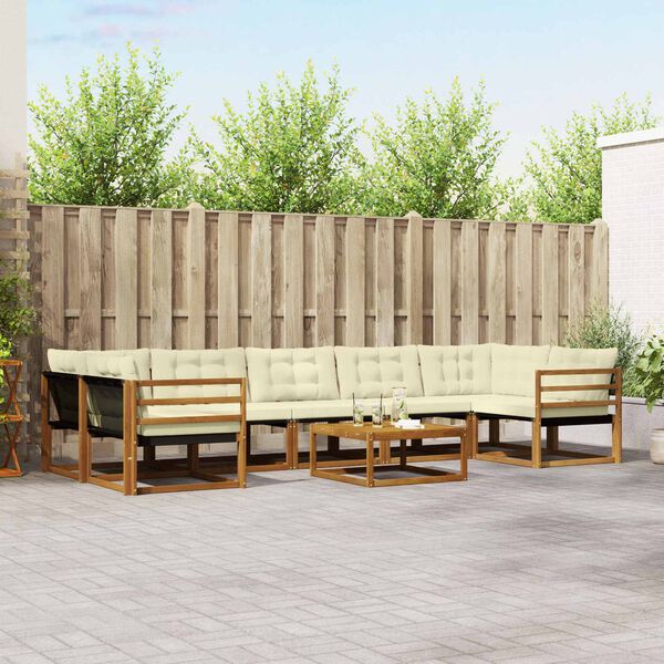 vidaXL &Uacute;ti s&oacute;fasett me&eth; p&uacute;&eth;i 8 pcs N&aacute;tt&uacute;rulegt og Krem