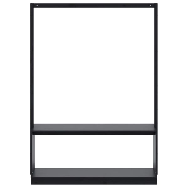 vidaXL Fatarekki með Skógeymslu 113x40x157,5 cm Svört Gegnheil Fura