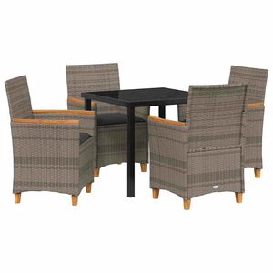 vidaXL Gar&eth;ur bor&eth;sett 5 pcs Gr&aacute;r p&oacute;l&yacute;rattan