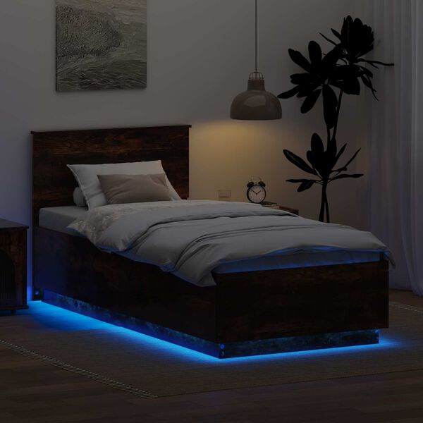 vidaXL Ramsv&iacute;k me&eth; h&ouml;fu&eth;gafl Rau&eth;-eik 70 x 190 cm Samsettur vi&eth;ur