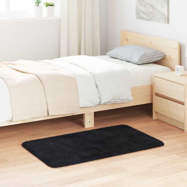 vidaXL Rýjamotta með Háu Flosi NAVARRA Svartur 60x100 cm Polyester