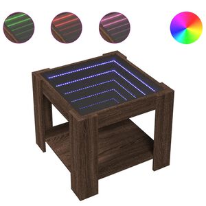 vidaXL S&oacute;fabor&eth; me&eth; LED Br&uacute;n Eik 53x53x45 cm Samsettur Vi&eth;ur