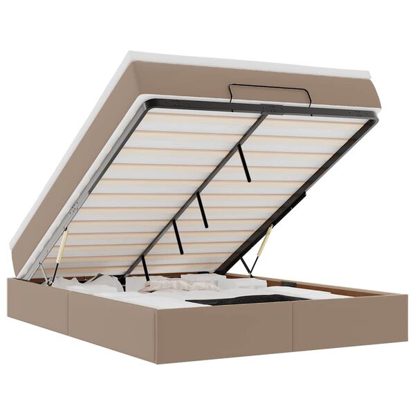 vidaXL Ottoman r&uacute;m me&eth; d&yacute;nu Cappucino 140x190cm gervi le&eth;ur