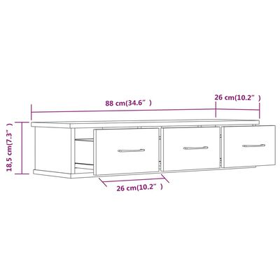 vidaXL Veggskápur Brún Eik 88x26x18,5 cm Samsettur Viður