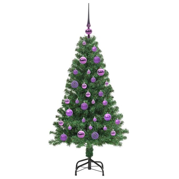 vidaXL Gervi j&oacute;latr&eacute; me&eth; 150 LED Gr&aelig;nn 120 cm PVC, st&aacute;l og plast