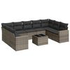 vidaXL 10 Hluta Gar&eth;s&oacute;fasett me&eth; Sessum Gr&aacute;tt P&oacute;l&yacute;rattan