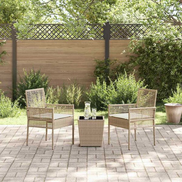 vidaXL Garð Bistro Set 3 pcs Drapplitaður Poly rattan