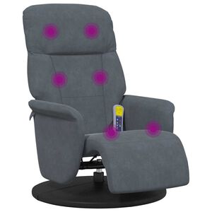 vidaXL Nudd Recliner St&oacute;ll D&ouml;kk gr&aacute; 91 x 71 x 105 cm Flauel